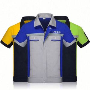 Custom Logo Spring New Fashion Stock Men Worker Short Sleeve <b>Shirts</b> Breathable Outdoor Safe Overalls Casual Solid Engineering - Product Image 1