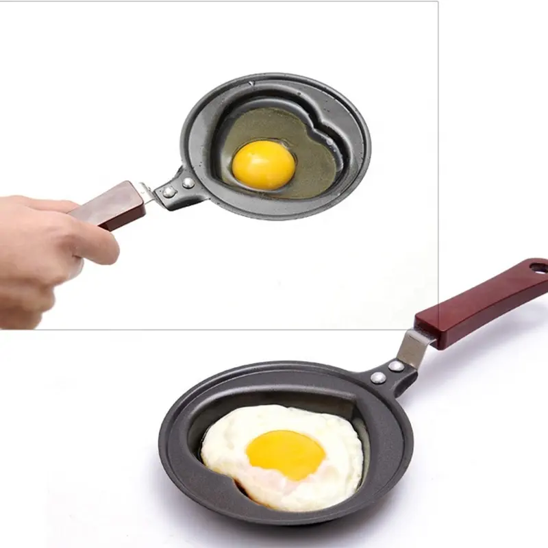 मिनी प्यारा नॉन स्टिक अंडा फ्रायर पैन नाश्ता दिल के आकार धातु गैर छड़ी आमलेट पैन कड़ाही