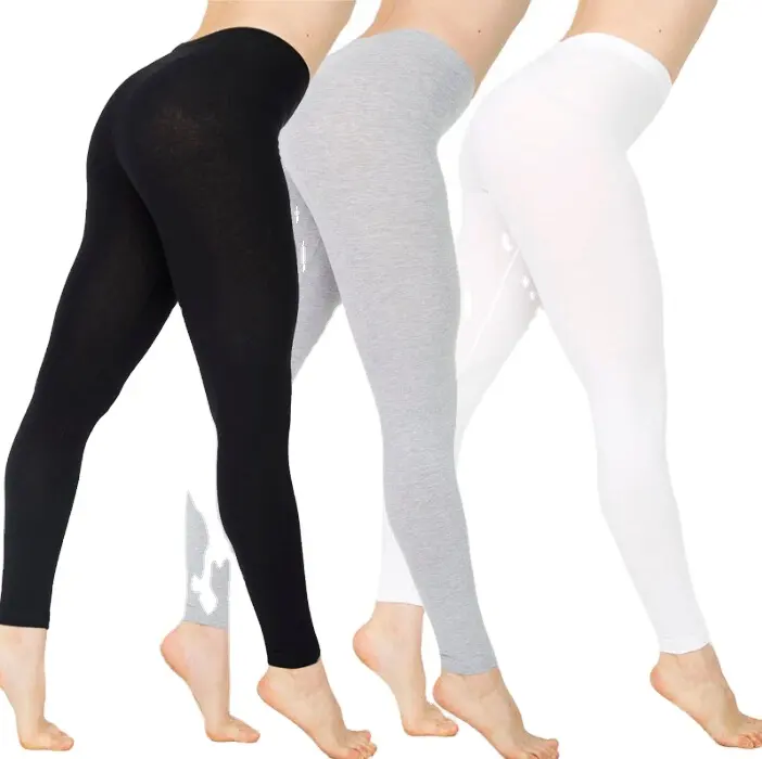 Cheap price solid color cotton soft leggings for girls women