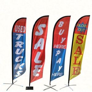 ธงขนนกทรงหยดน้ำโพลีเอสเตอร์พิมพ์ลายดิจิตอลโลโก้ตามสั่ง ทนทาน กันลม สำหรับตั้งโชว์บนชายหาด - Product Image 1