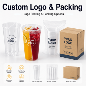 Gobelet jetable personnalisé en PET à <span class=keywords><strong>deux</strong></span> compartiments avec couvercle et logo personnalisé pour thé aux perles et boissons froides – Vente en gros - Product Image 5