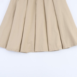 เดรสไหมพรมแขนกุดสีกากีดำแบบแพทช์เวิร์ค คอปก จับจีบ ดีไซน์ทันสมัย สวมใส่สบาย มาพร้อมเข็มขัด เหมาะสำหรับฤดูใบไม้ผลิและฤดูใบไม้ร่วง - Product Image 4