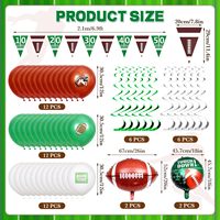 Kit de 55 ballons ruban football, accessoires photo, toile de fond de fête, rideau à franges en aluminium, décorations d'anniversaire pour fans, vert et marron