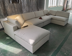 <span class=keywords><strong>Canapé</strong></span> modulaire en forme de L en lin moderne <span class=keywords><strong>pour</strong></span> salon, style nuage, vente en gros - Product Image 5