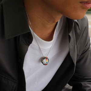 Joyería LGBT, joyería de arcoíris del Orgullo Gay, collar de lesbianas Gay, colgante de arcoíris de doble anillo, collares de arcoíris de acero inoxidable 316L - Product Image 6