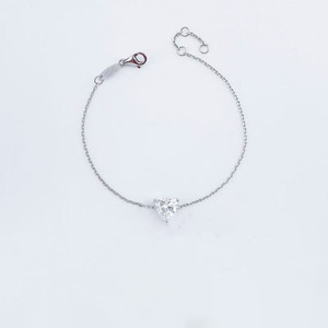 <span class=keywords><strong>Bracelet</strong></span> tennis cœur en diamant de laboratoire Pt950 Platine, délicat, frais, minimaliste, simple, pour femme, bijou raffiné, cadeau - Product Image 1