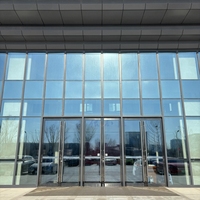 Portes d'entrée commerciales pour entreprises, portes françaises en aluminium à double vitrage, résistantes au vent, extérieures