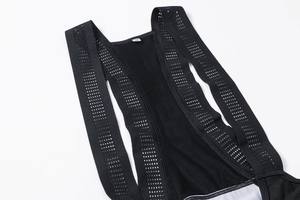 DEZE Cuissard de cyclisme personnalisé noir en maille respirante, avec empiècements gris, tissu très extensible, confort et maintien, équipement de cyclisme - Product Image 4