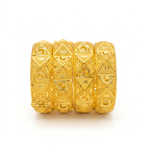 Hip Hop Style Gold Plated Brass <b>Infinity</b> Diamond <b>Bracelet</b> Bangle Set for Women's Engagement Wedding Party Jewelry Collection - Product Image 1