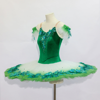 Kostum Balet Klasik Sleeping Beauty Hijau Zamrud Profesional untuk Wanita, Tutu Bordir Tangan Motif Bunga, Dewasa