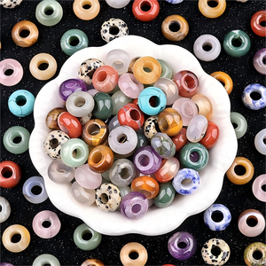 Vente en gros de perles en pierre naturelle de haute qualité, 8*14 mm, trou de 5 mm, perles à gros trous, perles en vrac pour la fabrication de bijoux fantaisie DIY - Product Image 2