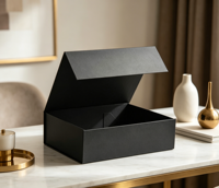 Boîte cadeau en carton ondulé noir avec fermeture magnétique, écologique, recyclable, de luxe, avec logo personnalisé, impression UV, emballage haut de gamme