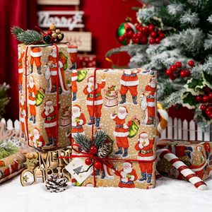 Merture Christmas Kraft Wrapping Paper 17 In X 33 Ft Santa Design Grid Pattern Gift <b>Wrap</b> - Product Image 4