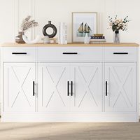 Buffet en bois de luxe avec rangement, table de bar à café de style campagnard avec tiroirs, 53 pouces, grand buffet moderne pour salle à manger