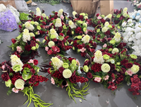 Bouquet de fleurs artificielles fait main rouge bordeaux pour mariage, avec lys calla, roses et hortensias, boule de fleurs de 60 cm pour centre de table