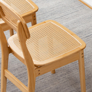 Rattan Dining Chair Japanese Style Minimalist Modern Backrest Chair For Home Small Apartment Nordic Design - Product Image 4