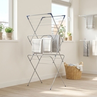 Wireking-Séchoir à serviettes en métal à 3 niveaux pliable avec étagère de rangement, 12m, installation facile