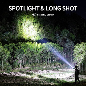 Smiling Shark <b>Rechargeable</b> <b>Flashlight</b> Led Aluminum Alloy Outdoor Lighting Bright Waterproof - Product Image 4