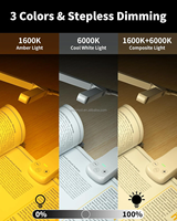 Lampe de lecture à double tête 14 LED Touch Control avec 3 couleurs et 8 luminosités Lampe de lecture USB rechargeable pour les soins des yeux Clip on Book
