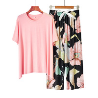 Pyjama imprimé Floral pour femmes, ensemble de 2 pièces, vêtements de nuit décontractés, amples, nouvelle collection printemps et été