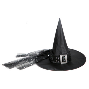Sombreros <span class=keywords><strong>de</strong></span> fiesta infantiles <span class=keywords><strong>con</strong></span> temática <span class=keywords><strong>de</strong></span> Halloween, venta al por mayor, estilo europeo americano, 100% poliéster, <span class=keywords><strong>tul</strong></span> <span class=keywords><strong>con</strong></span> lentejuelas, sombreros <span class=keywords><strong>de</strong></span> <span class=keywords><strong>bruja</strong></span> negra Unisex - Product Image 4