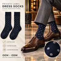 Chaussettes habillées mi-mollet pour hommes, en coton peigné doux et respirant, jacquard à pois, style britannique élégant, pour mariage, formelles ou professionnelles