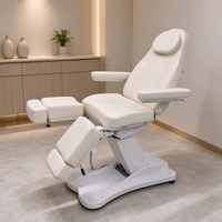 Fauteuil de soin esthétique professionnel en cuir blanc, réglable, avec repose-jambes segmenté, pour SPA et massage, idéal pour salon de beauté (OEM)