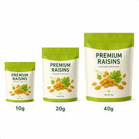 Sachet Doypack personnalisé imprimé numériquement, finition mate, 20g, pour raisins secs de qualité supérieure, snacks aux fruits, emballage alimentaire sain