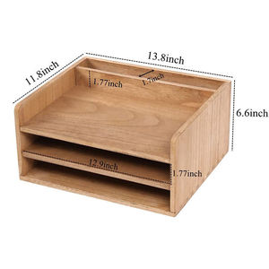 Wooden Three-Layer Standing Desk Organizer <b>Shelf</b> for School and Table Use Save Space Easy Installation Document Storage - Product Image 2