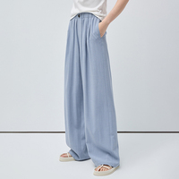 Pantalon décontracté minimaliste personnalisé VEGA CHANG, couleur bleu clair et taille élastique