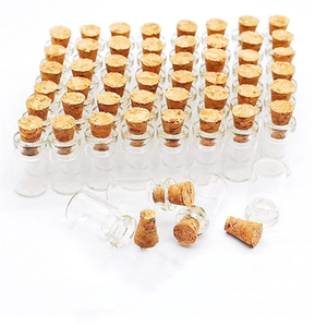 Pequeños frascos de vidrio transparente de 1mL con tapones de corcho Mini viales de vidrio para collar, pulsera, colgante, joyería empaquetada en cajas de cartón - Product Image 6