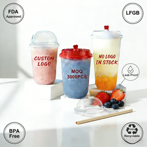 Vasos de Plástico Desechables en Forma de U de 90 mm al por Mayor, Vasos Personalizados para Servir Bebidas, Vasos con Blíster para Bebidas Frías, Té con Leche, Té Boba, Café - Product Image 2