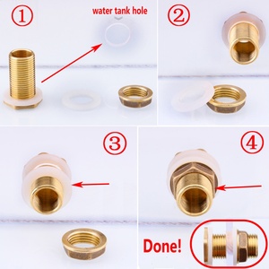 With 2 Upgrade Rubber Gasket <b>Ring</b> Solid Brass Water Tank Connector Double Theaded Bulkhead Fittings - Product Image 6