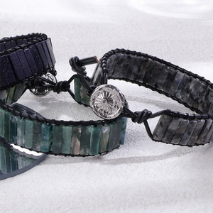 Bracelet Boho en pierre de neige naturelle fabriqué à la main Bracelet délicat en perles de pierres précieuses réglables pour bijoux de mode pour homme - Product Image 3