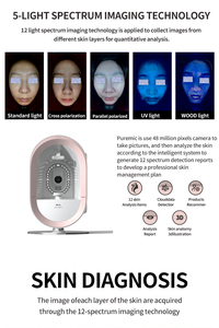 Analyseur de peau numérique 3D AI professionnel, <span class=keywords><strong>scanner</strong></span> facial Magic Mirror, machine d'analyse d'imagerie à 8 spectres - Product Image 5