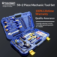 WEIDA – Kit d'outils mécaniques professionnels CR-V métriques pour automobile, 60 pièces, avec clé à cliquet 3/8 pouces et jeu de douilles