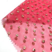 Filet en Tulle 100% Polyester, maille dorée, tricot épais scintillant, feuille de tulle, tissu pour robes de mariée