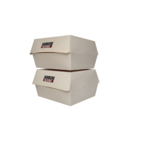 Boîte d'emballage pour hamburgers de luxe personnalisée imprimée en couleur CMYK, impression offset haut de gamme, boîte à hamburgers de qualité alimentaire avec doublure anti-graisse