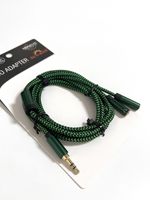 Cable de Audio Divisor en Y de 3.5mm Macho a Doble 3.5mm Hembra, Adaptador con Cable de Nylon Trenzado y Conector Chapado en Oro para Auriculares y Micrófono