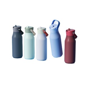 Stainless Steel <b>Thermos</b> Cup Straight Design Apricot Color Travel Use Detachable Handle - Product Image 5