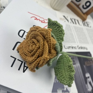 Rosa Tejida a Mano, Flor Artificial Eterna, Rosa de Crochet para Regalo de Festival - Product Image 6