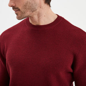 Pull à col rond en maille ajusté pour homme, hiver, taupe, respirant, séchage rapide, coton-polyamide, avec poignets côtelés, profilé - Product Image 4