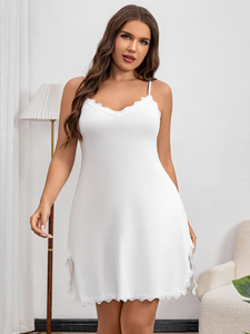 Đầm ngủ ren gợi cảm nữ, kiểu chemise cổ V, chất liệu modal thoáng khí, kiểu babydoll, có dây rút, size 6XL, mềm mại, thích hợp cho mùa đông - Product Image 6