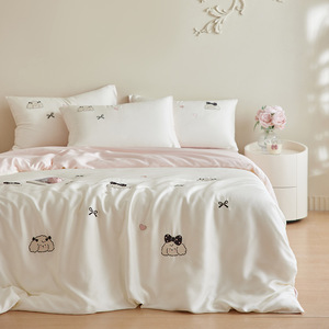 Cho Mùa Hè Mát Mẻ Tấm Ga Giường Đặt Bốn Mảnh Phong Cách Hiện Đại Phim Hoạt Hình Thêu Dệt Sợi Nhuộm Mô Hình 100% Cotton 200TC - Product Image 2