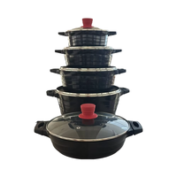 Ensemble de casseroles en alliage d'aluminium OEM ODM de 10 pièces avec poignée amovible, revêtement antiadhésif pour la maison, le restaurant et la cuisine
