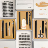 Vente en gros de kits d'extension de cils faits à la main pour le bricolage, cils en grappe épais 80D et 100D, cils en grappe à marque privée
