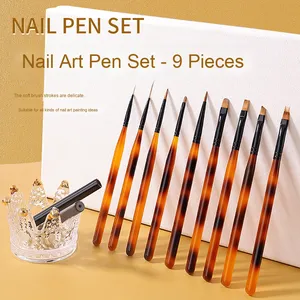 Stylo à gel UV pour nail art de style japonais, pinceau plat à poils synthétiques, embout serti avec capuchon pour débutants - Product Image 4