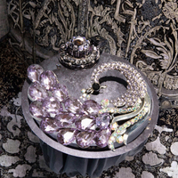 Broche de paon violet romantique de luxe élégant haut de gamme diamant Animal broche Corsage alliage personnalisé pour mariage enfants