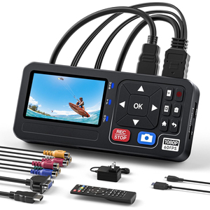Boîtier de capture vidéo HDMI 4K, enregistreur 1080p 60 ips, enregistrement vidéo depuis AV, VGA, YPbPr, <span class=keywords><strong>VHS</strong></span>, VCR, <span class=keywords><strong>DVD</strong></span> pour le jeu, l'enseignement, le streaming - Product Image 1