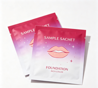 Sac d'échantillons de fond de teint à usage unique pour voyage, impression personnalisée, thermoscellé, étanche, recyclable, emballage d'essai de maquillage, sac cosmétique